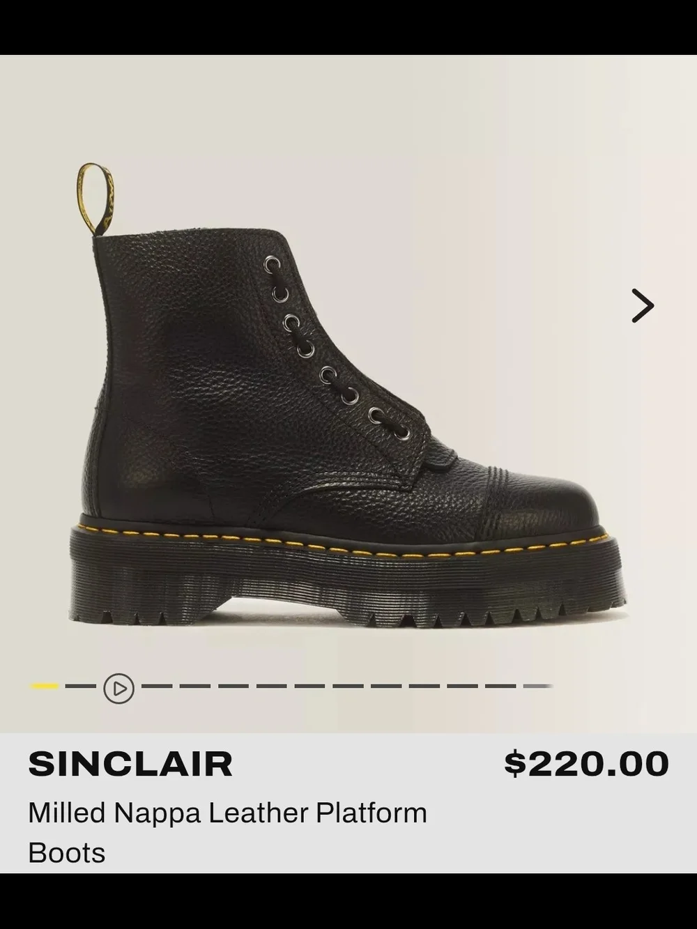Dr. Martens Black Pebbled Leather Platform Lace-Up Boots